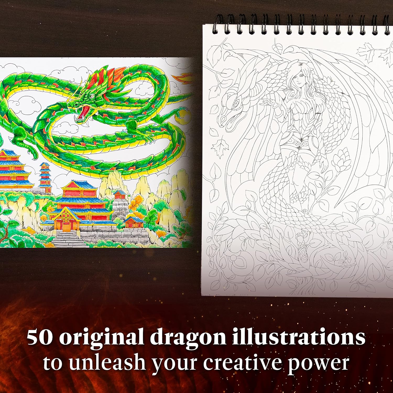 ColorI Colorfu Dragon Adul Colorin Boo fo Women Volum I 5 Single-Side Designs Thic Smoot Paper La Fla Hardbac Covers Spira Bound Drago Colorin Pages