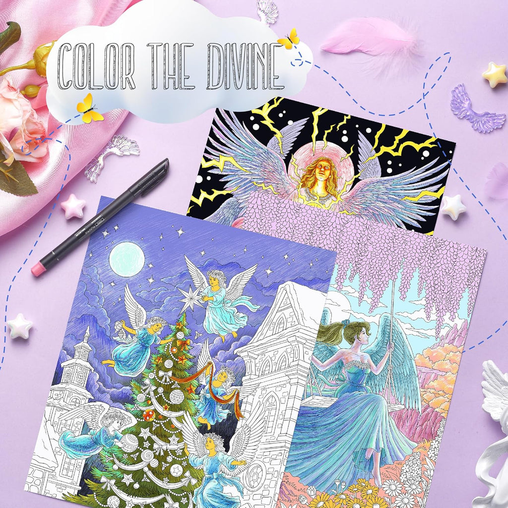 ColorI Angel Undefine Spira Boun Adul Colorin Book 5 Origina Illustration o Celestia Cherub an Archangel Thic Paper Perforate Pages Har Boo Covers In Blotte Paper