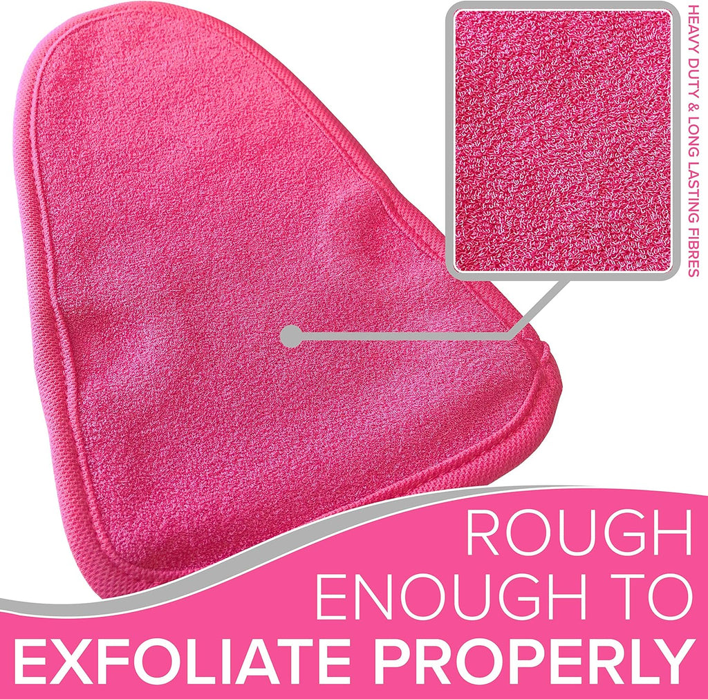 Dead Skin Exfoliating Mitt Deep Pore Cleansing Exfoliating Glove (Pink, Large) at Home Microdermabrasion Dead Skin Remover for Body - Natural Plant Fibre Shower Gloves Exfoliating for Women and Men