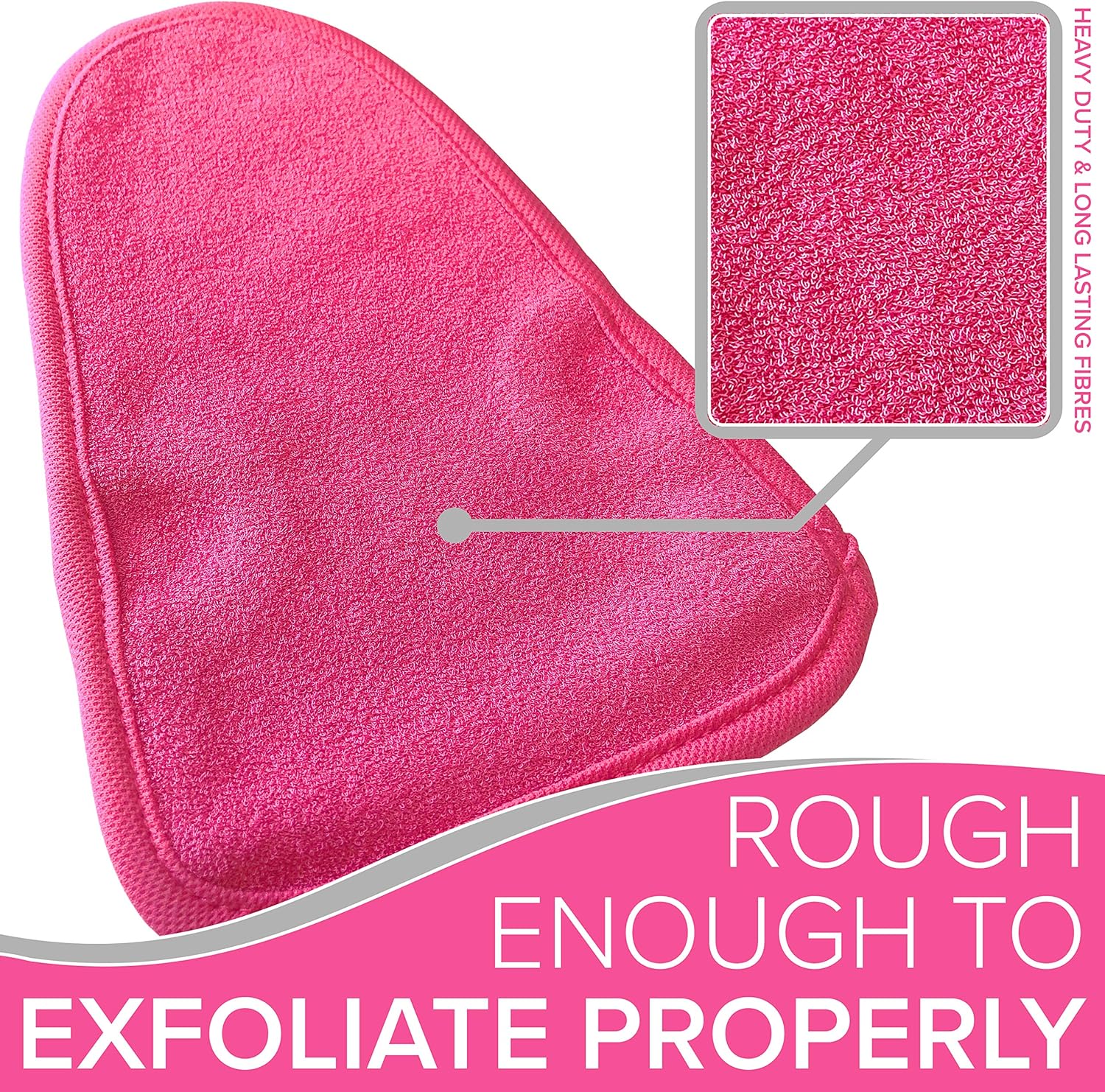Dead Skin Exfoliating Mitt Deep Pore Cleansing Exfoliating Glove (Pink, Large) at Home Microdermabrasion Dead Skin Remover for Body - Natural Plant Fibre Shower Gloves Exfoliating for Women and Men