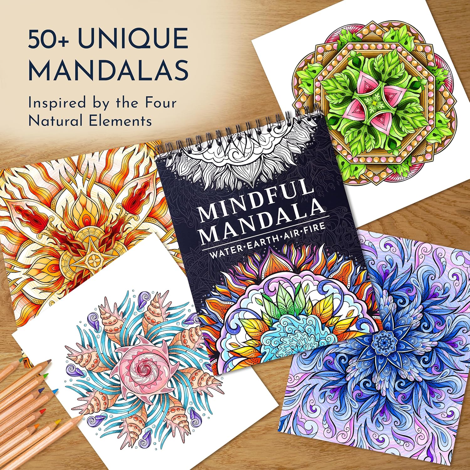 RYV Mandal Colorin Boo fo Adult 5 Uniqu Mandala fo Relaxatio Stres Relie Adul Colorin Book Spira Bound Adul Colorin Book fo Wome Me Mindfulnes Colorin Boo fo Adults