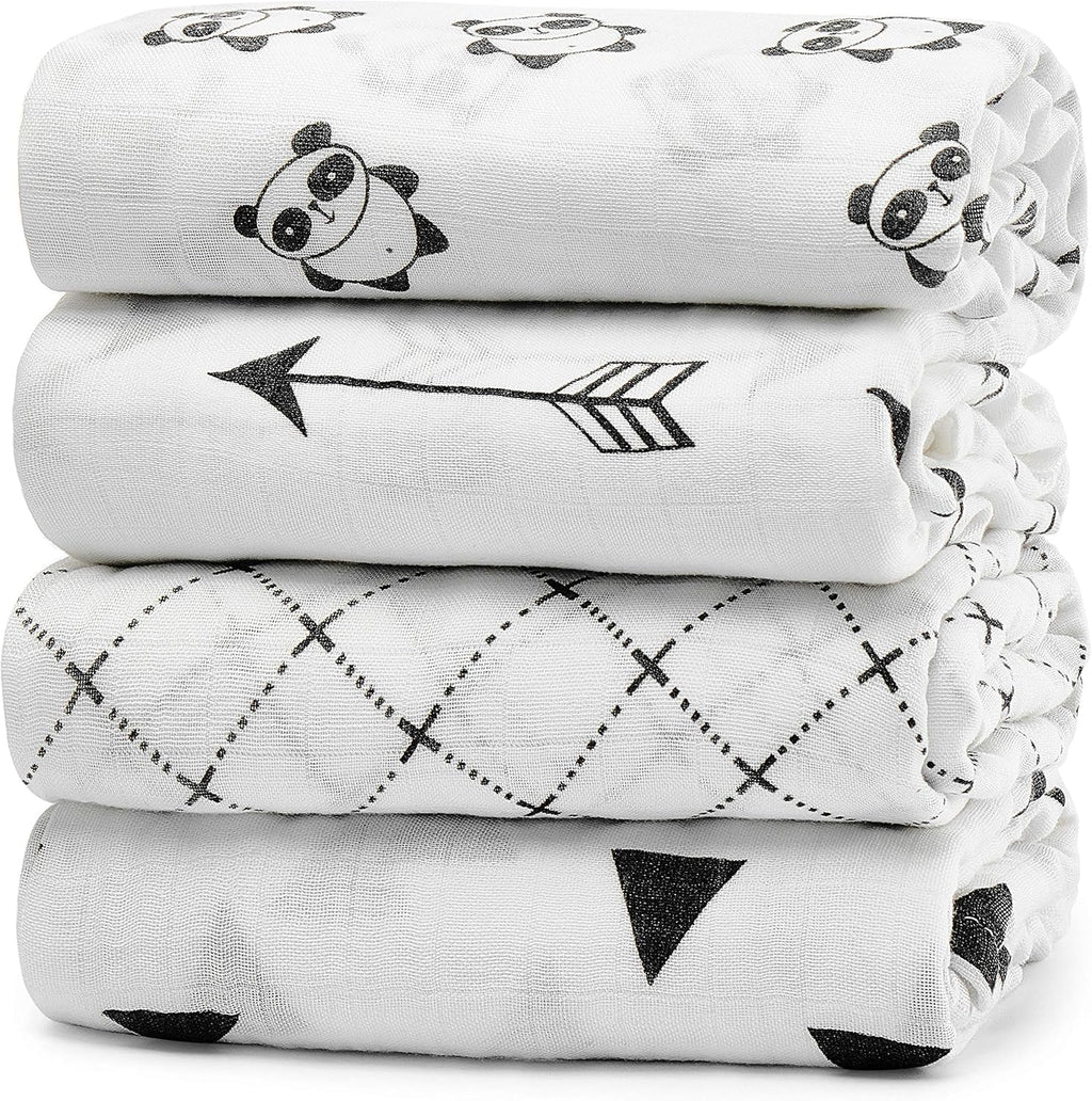 KiddyCar Bab Musli Swaddl Nurser Blanke fo Newborn Ba Blanket fo Boys/girl Bab Cotto Blanke Gif fo Newbor Babie 4-Pack