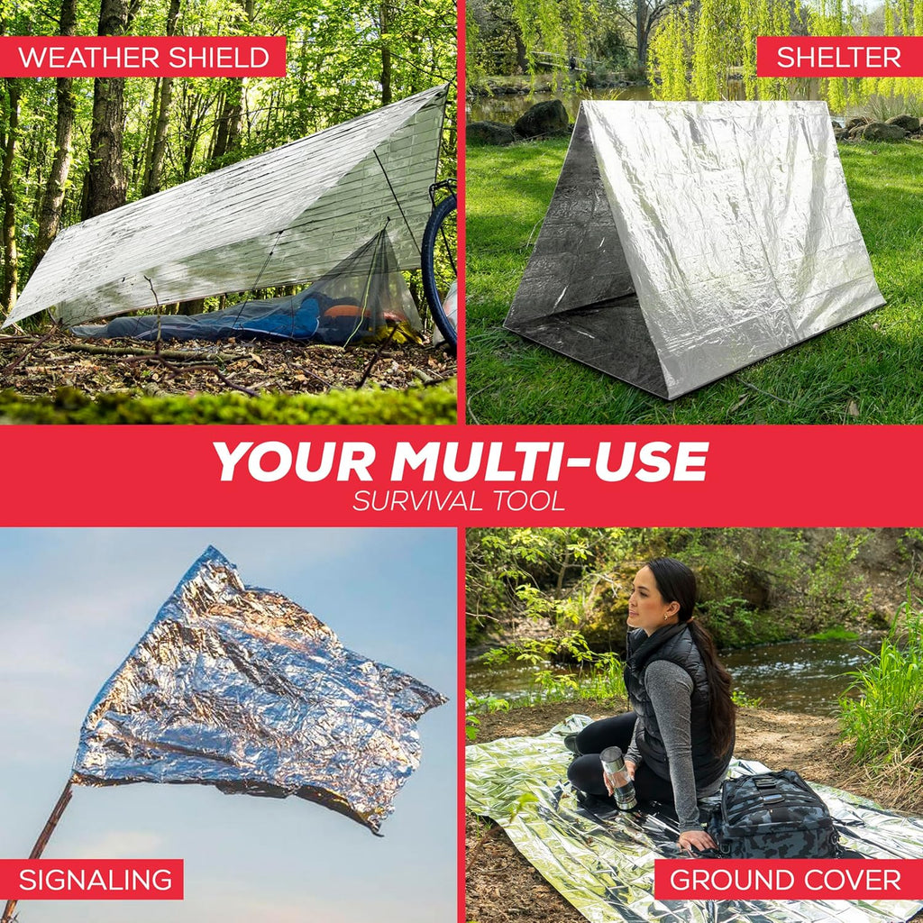 Mart Emergency Blanket 100-Pack | Reflective Thermal Blanket | Survival Gear | Lightweight Mylar Blankets | Retains 90% Body Heat | Essential for Camping, First Aid, Homeless Care Package Bulk