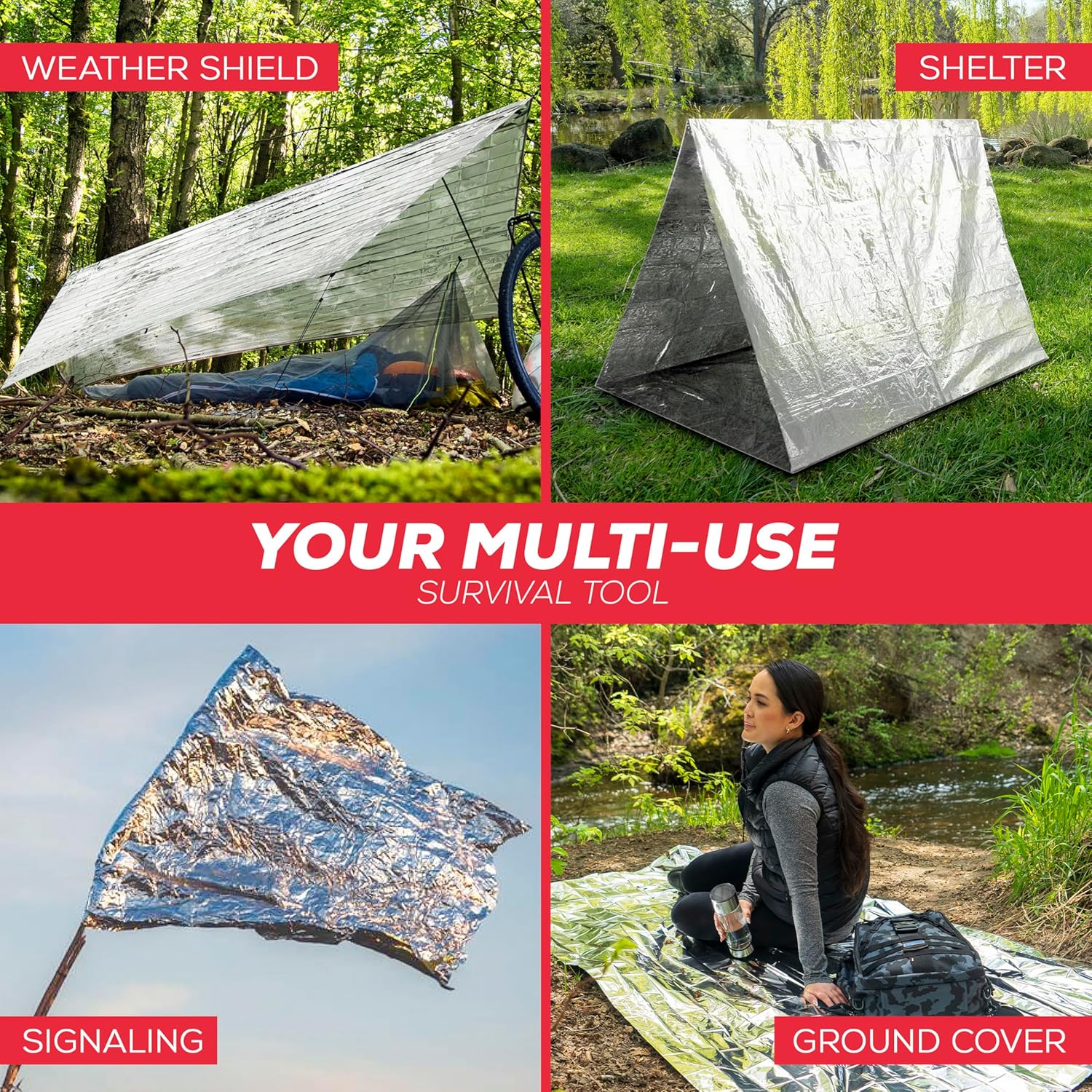 Mart Emergency Blanket 100-Pack | Reflective Thermal Blanket | Survival Gear | Lightweight Mylar Blankets | Retains 90% Body Heat | Essential for Camping, First Aid, Homeless Care Package Bulk