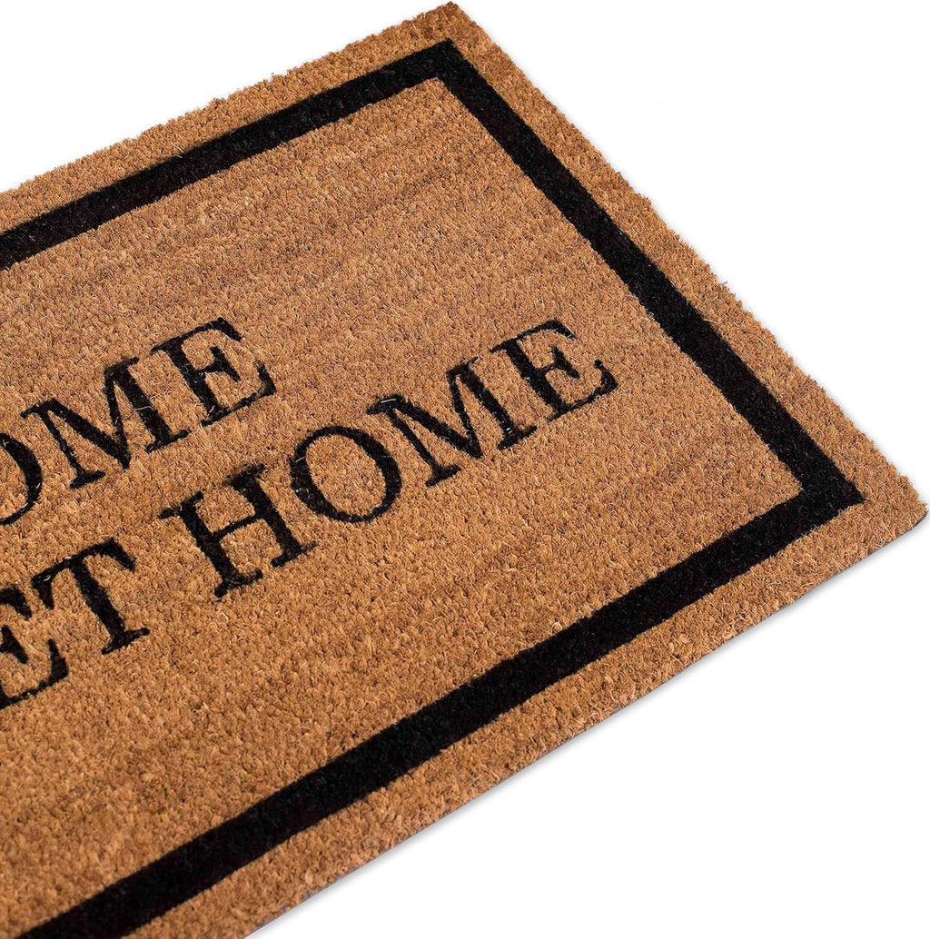 BIRDROCK HOME Home Sweet Home Coir Doormat | 18 x 30 Inch | Standard Welcome Mat with Black Border and Natural Fade | Vinyl Backed | Outdoor