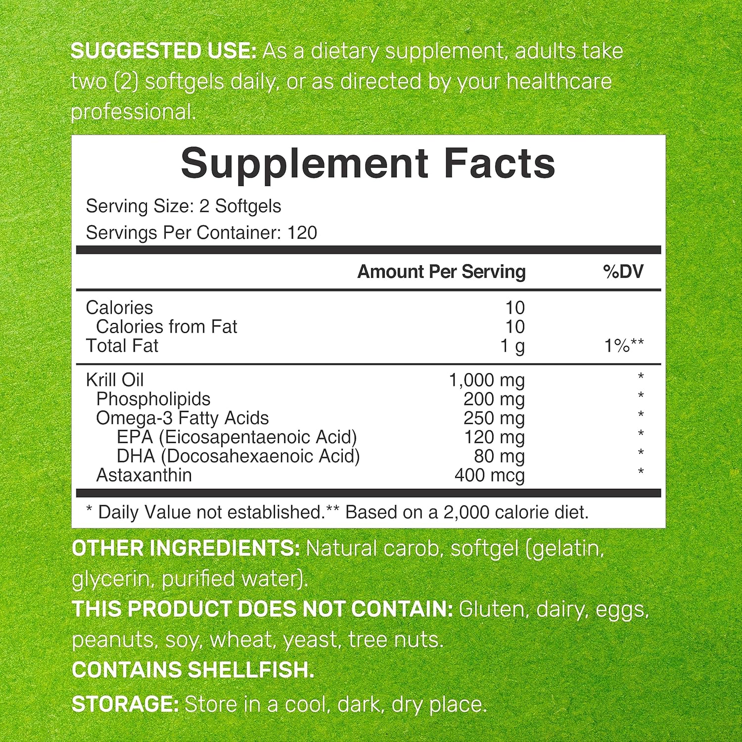 DEAL SUPPLEMENT Antarctic Krill Oil, 1,000mg Per Serving, 240 Softgels ¨C Mercury Free, No Fishy Taste ¨C Rich in Omega-3s, EPA, DHA, Astaxanthin, & Phospholipids ¨C Non-GMO, No Gluten
